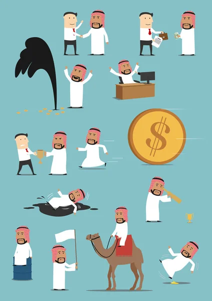 Arabský obchodník činnosti kreslené sada — Stockový vektor
