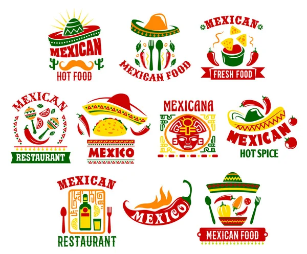 Cocina mexicana comida rápida restaurante signo de diseño — Vector de stock