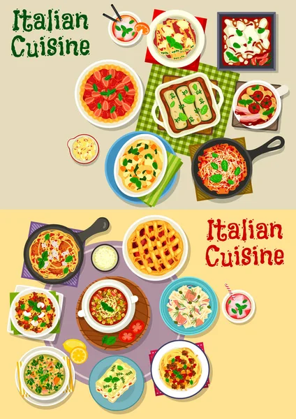 Italienische Küche Pasta-Gerichte Ikone Set-Design — Stockvektor