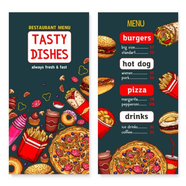 Vektör menü şablonu fast food Restoran
