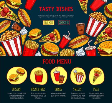 Fast food Restoran site için vektör açılış sayfası