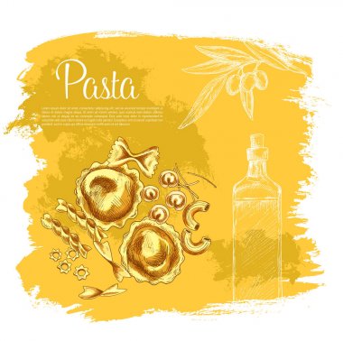 Vektör poster makarna ve İtalyan zeytin yağı