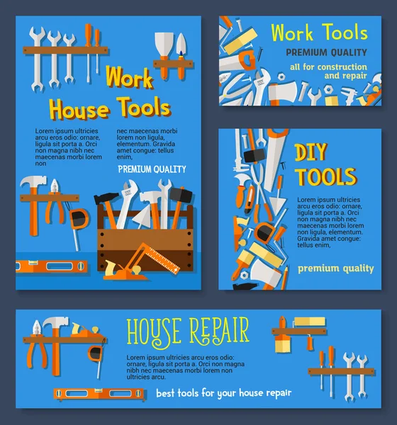 Vektor-Vorlagen für Werkzeuge zur Reparatur von Häusern — Stockvektor
