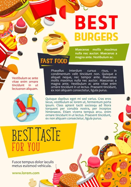 Manifesto vettoriale per fast food ristorante hamburger — Vettoriale Stock