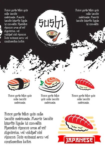Cartel vectorial para restaurante japonés o bar de sushi — Vector de stock