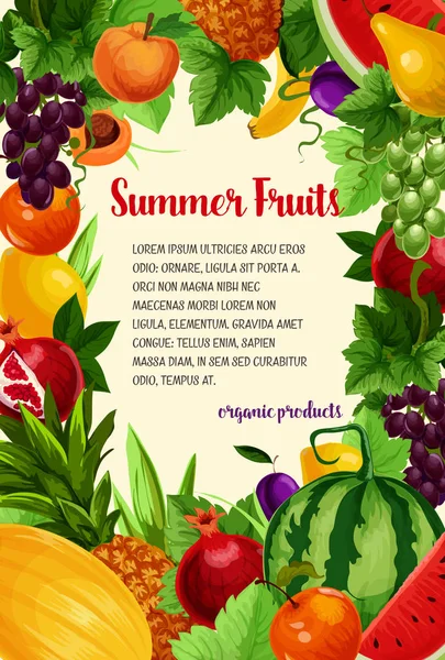 Διάνυσμα αφίσα φρέσκα τροπικά εξωτικά φρούτα — Διανυσματικό Αρχείο