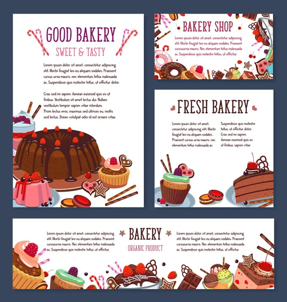 Modelos de vetor para bolos de padaria dessers loja —  Vetores de Stock