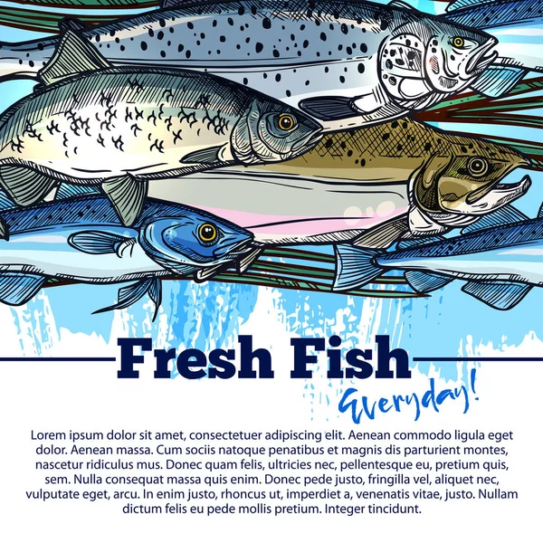 Manifesto di pesca vettoriale con cattura di pesce — Vettoriale Stock