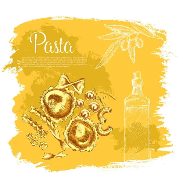 Vector poster van pasta's en Italiaanse olijfolie — Stockvector