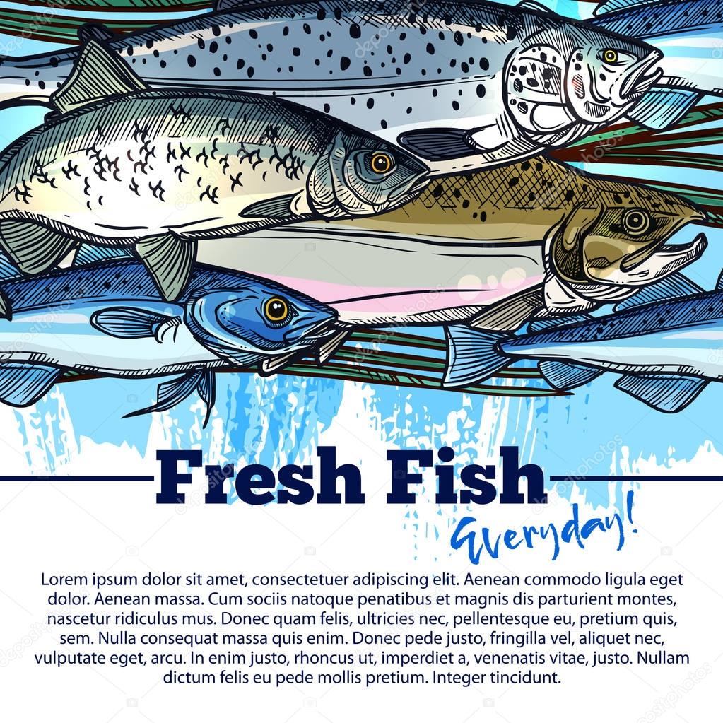 Vector fishing poster with fish catch