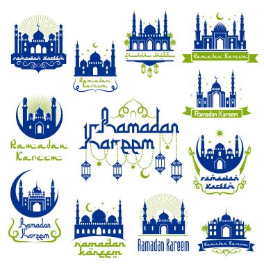 Ramazan Kareem selamlar İzole Icon set