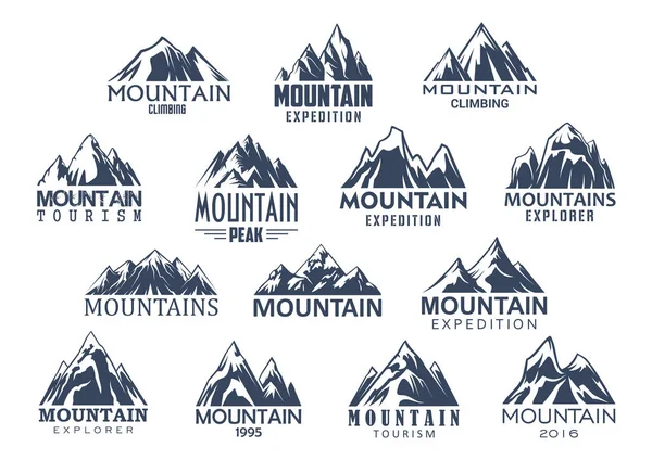 Набір іконок для гірського туризму та спорту — стоковий вектор