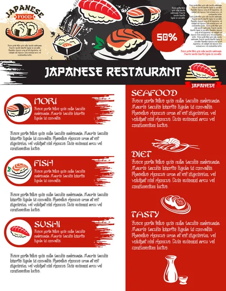 Vektormenü für japanisches Sushi-Restaurant — Stockvektor