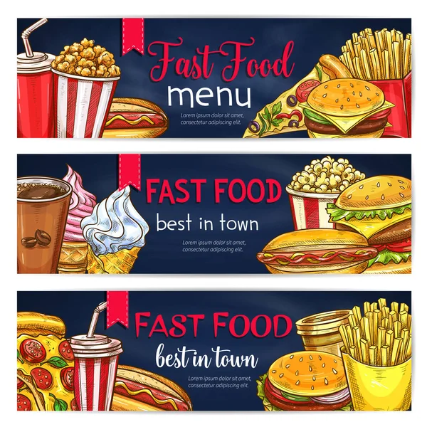 Vector fast food banners for restaurant — Stock Vector