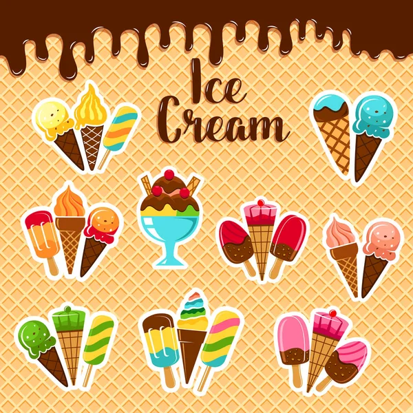 Helado postres frescos vector cartel — Archivo Imágenes Vectoriales