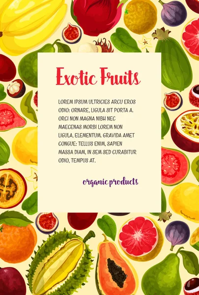 Cartaz vetorial de frutas tropicais frescas exóticas — Vetor de Stock