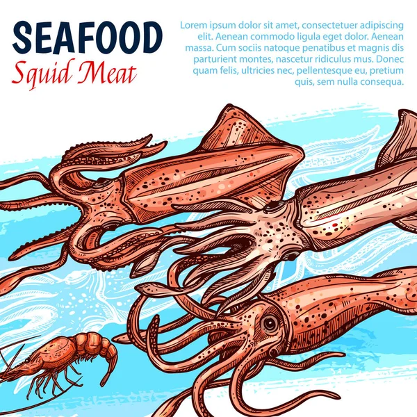 Vector poster for seafood or fish food market — Stock Illustration Vector poster for seafood or fish food market Stock Vector