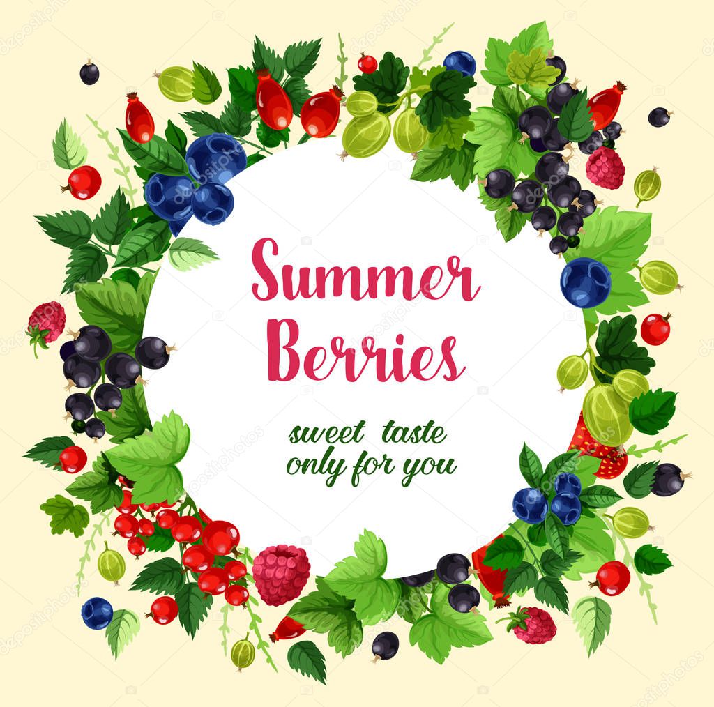 Summer berries and fruits vector poster