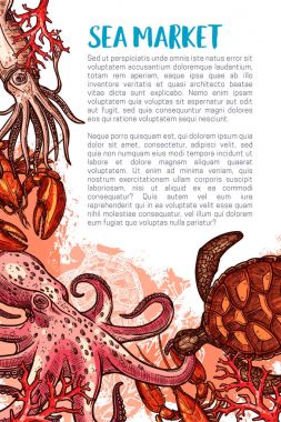 Deniz ürünleri Balık pazarı için vektör poster