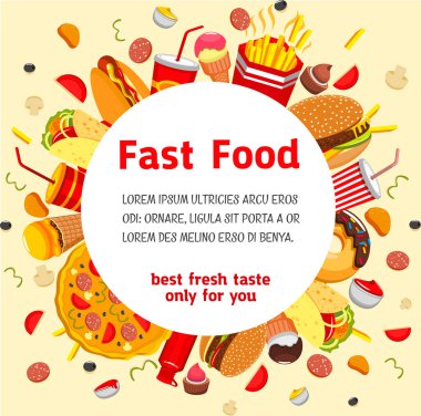 Fast food Restoran Menü için vektör poster