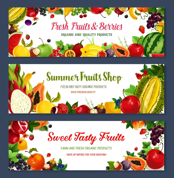 Vector banners for fresh fruit shop — Stock Vector