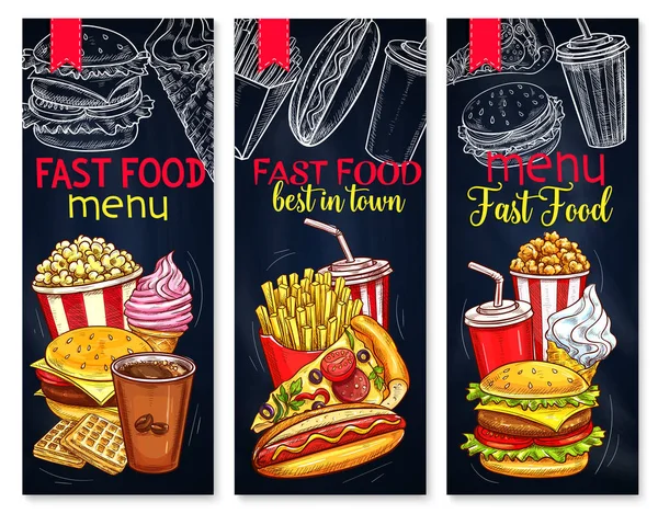 Menu voor fastfood restaurant vector banners — Stockvector
