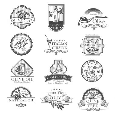 Zeytinyağı sızma ürün vector Icons set