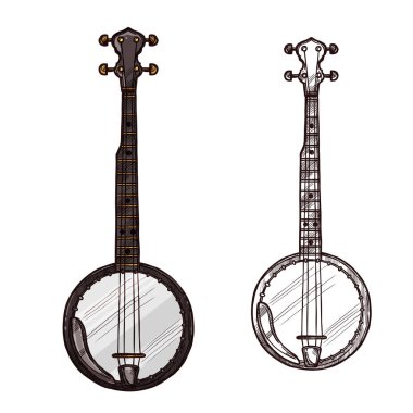 Vektör çizimi banjo gitar müzik aleti