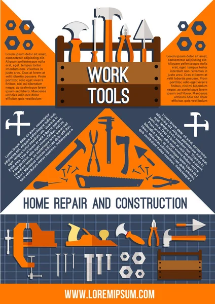 Vector huis reparatie werk tools poster — Stockvector