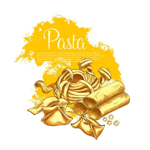 Pasta-Vektorposter für italienisches Restaurant — Stockvektor