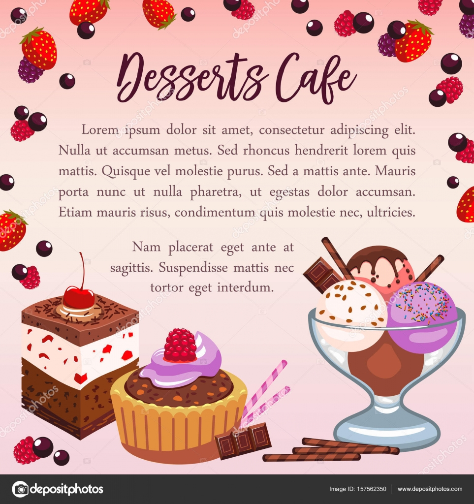 Bakery Desserts Vector Poster For Cafe Vector Image By C Seamartini Vector Stock