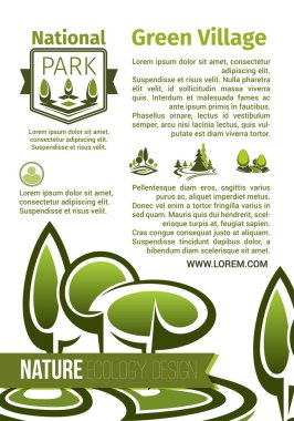 Yeşil park peyzaj tasarım vektör poster
