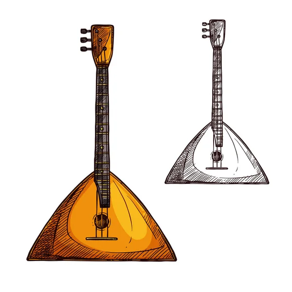 Vektor Skizze Balalaika Gitarre Musikinstrument — Stockvektor
