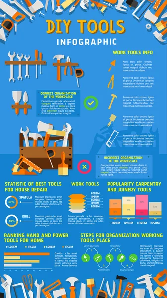 Home Reparatie en Diy werken tools vector infographic — Stockvector