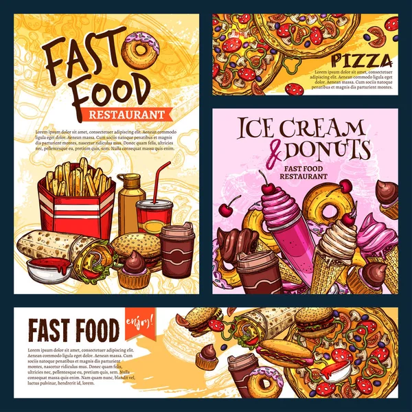 Vektör fast food Restoran poster ve afiş — Stok Vektör