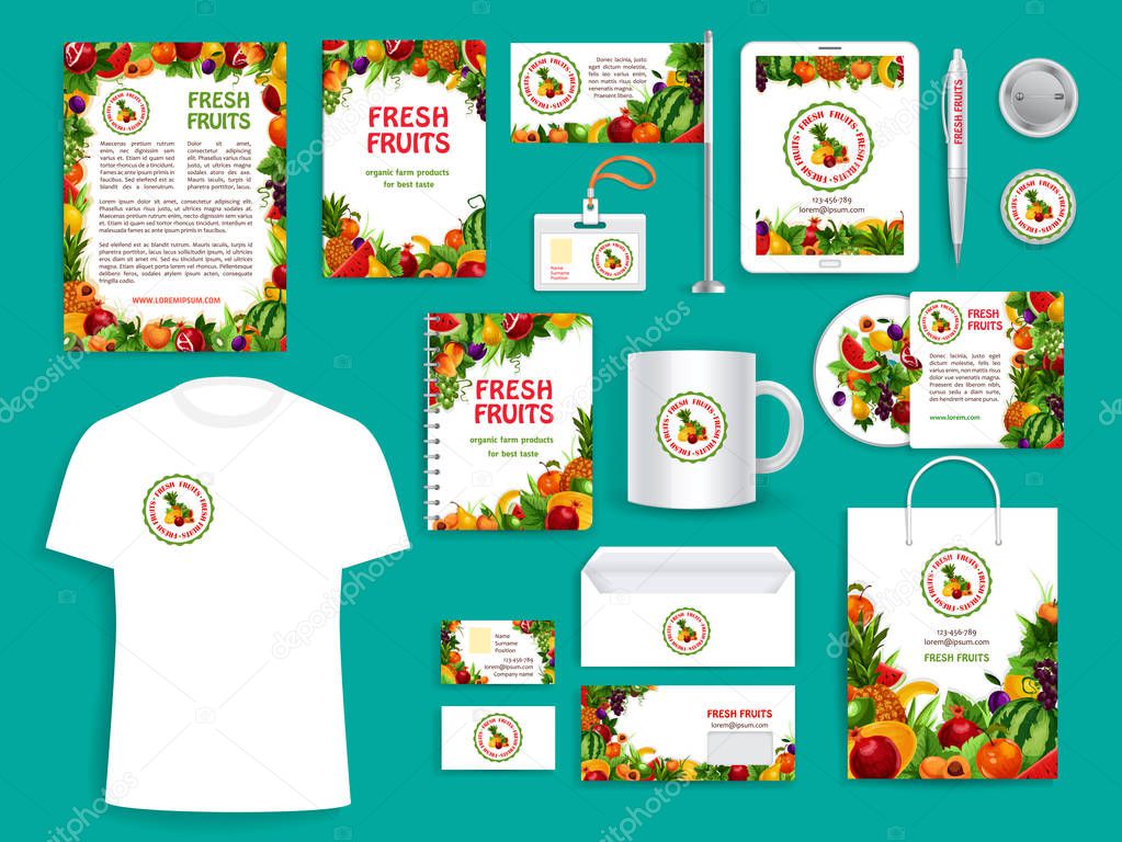 Corporate identity vector items for fruit company