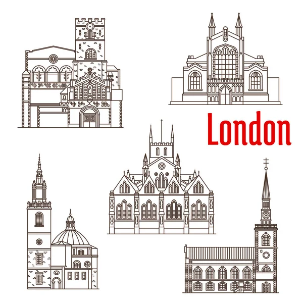 Londra mimari ünlü simge simgeler vektör — Stok Vektör