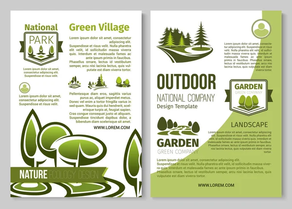 Cartaz vetorial de natureza verde de parques paisagem —  Vetores de Stock