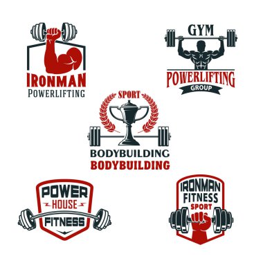 Vektör simgeler vücut geliştirme spor salonu ya da powerlifting kulübü