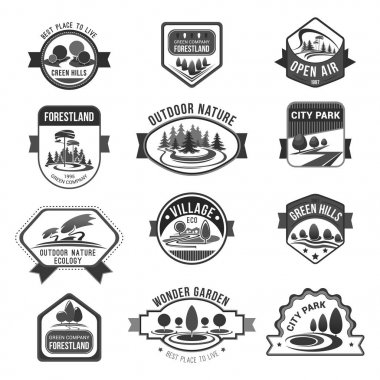 Yeşil doğa şehir parkları şirketi vector Icons set