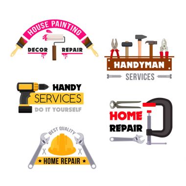 Ev onarım vektör simgeleri gelen adamdır iş araçları