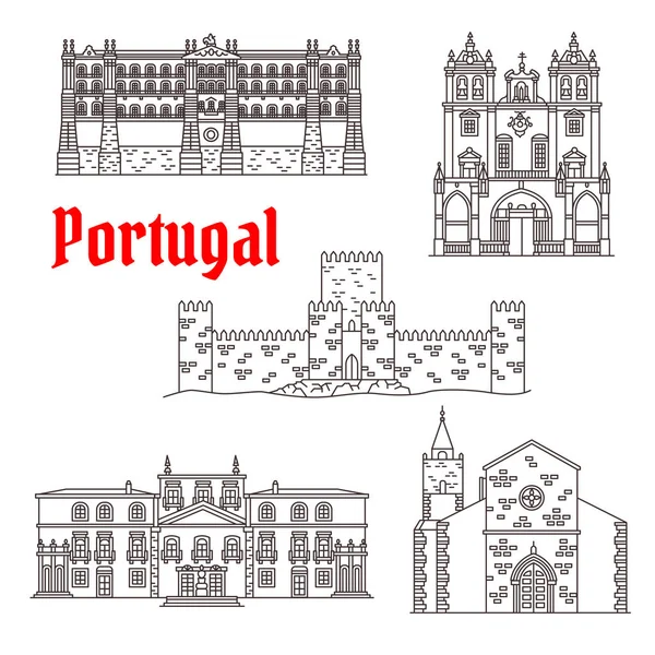 Binalar Portekiz mimari simge vektör — Stok Vektör