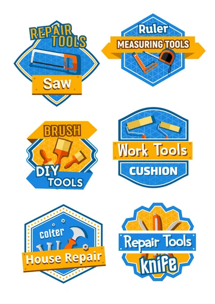 Vector icons of home construction and repair tools — Stock Vector