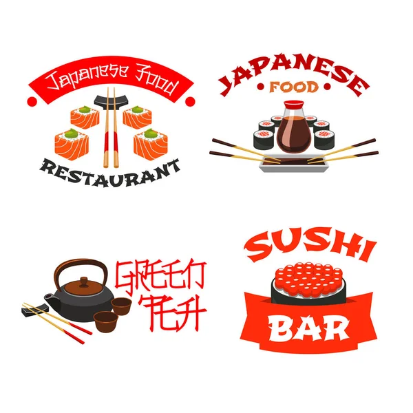 Ícones de vetor isolado para sushi bar ou restaurante —  Vetores de Stock