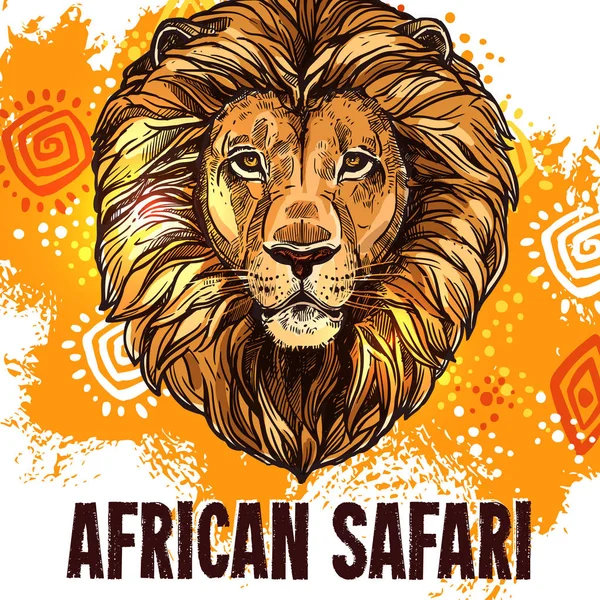 África león cartel safari caza vector cartel — Archivo Imágenes Vectoriales