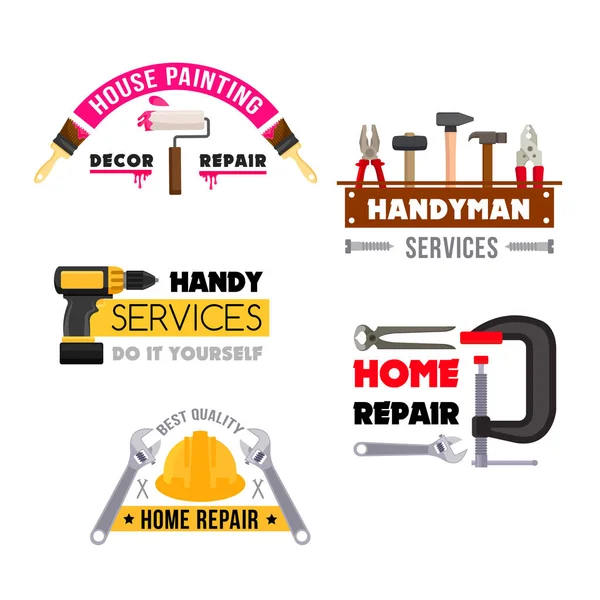 Haus Reparatur Vektor Symbole der Handwerker Werkzeuge — Stockvektor