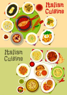 Tasarım İtalyan mutfağının lezzetli öğle yemekleri Icon set