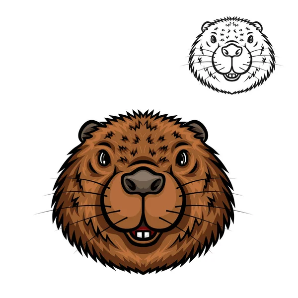 Beaver animal cabeza aislado icono de dibujos animados — Vector de stock