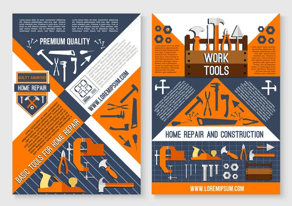 Működik az eszköz a home javítás és az építőipar poszter — Stock Vector