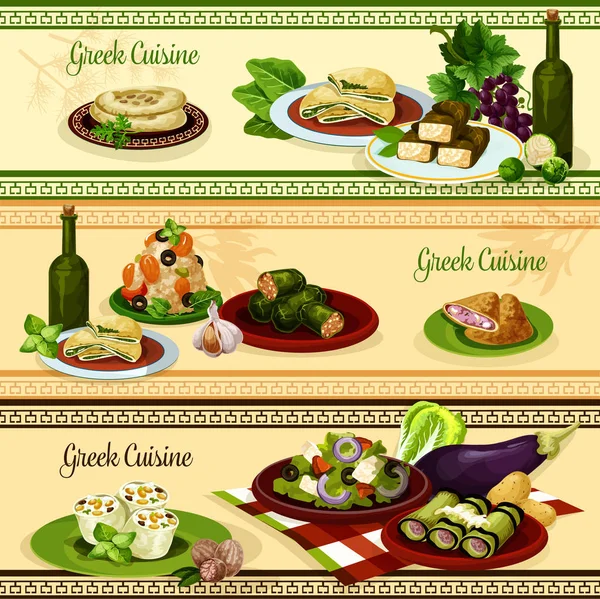 Банер ресторан грецької кухні для харчової дизайн — стоковий вектор